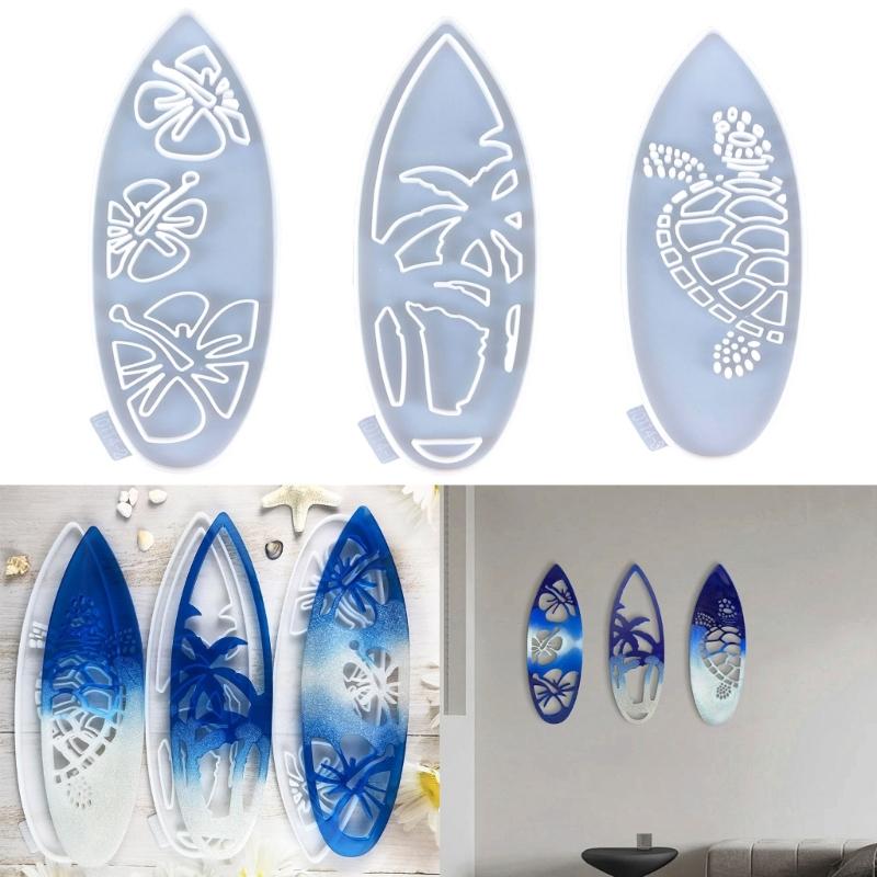 Set of 3 Epoxy Silicone Mold Surfboard Shaped Accessories Molds Flexible Wall Decorations Mould Jewelry Making Supplies