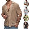 Herren Casual Kurzarm Strickjacke Hemd Sommer Einfarbig Atmungsaktiv Oberteil