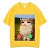 Meowl Is Calling Phone Call Meme Brainrot Funny Cat Owl Tshirts Unisexs Fashion Harajuku Short Sleeves Cotton Hiphop T Shirts