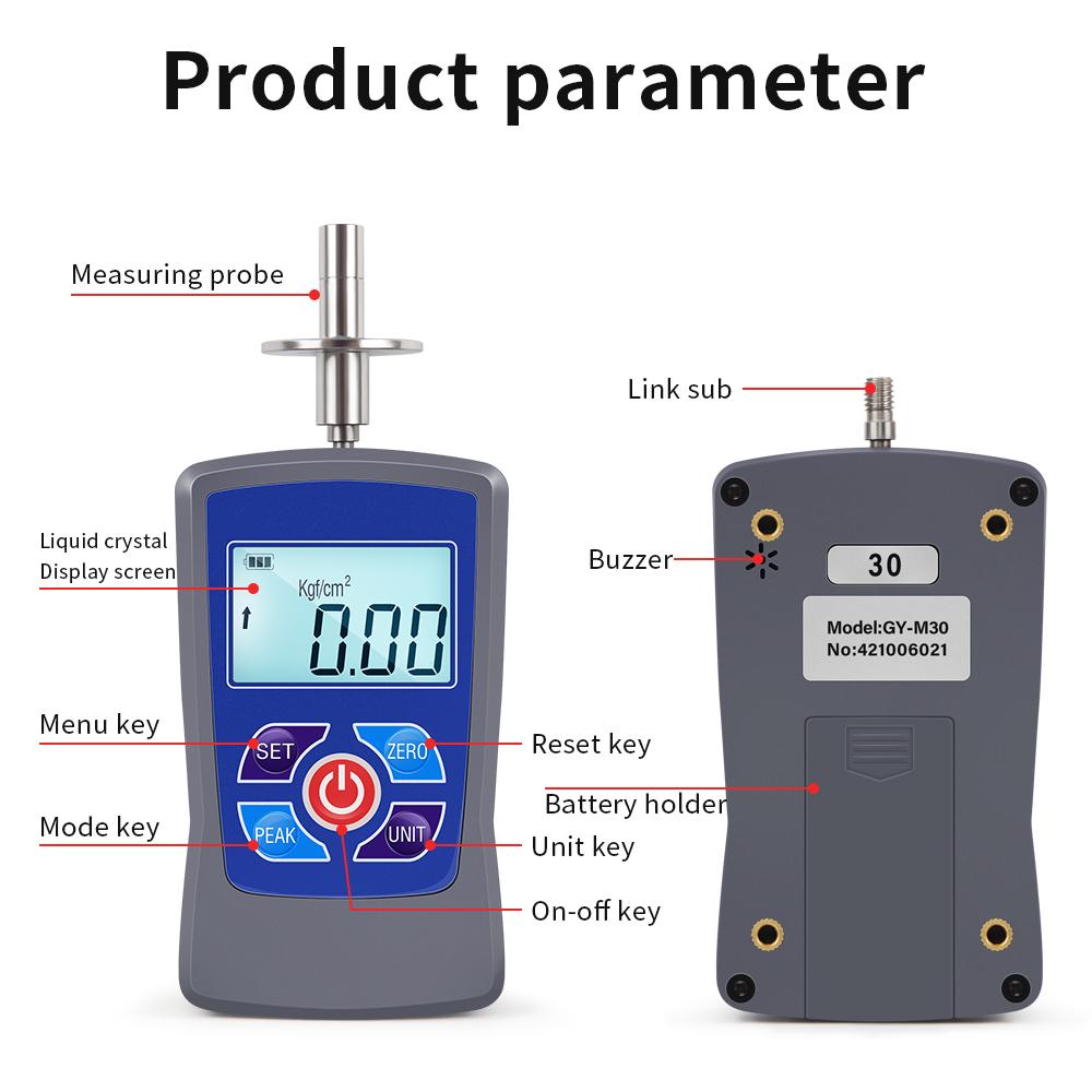Digital Fruit Hardness Tester Meter Fruit Penetrometer Durometer Pears Grapes Oranges Fruit Sclerometer GY-M30/M15 0.2 to 30 Kgf