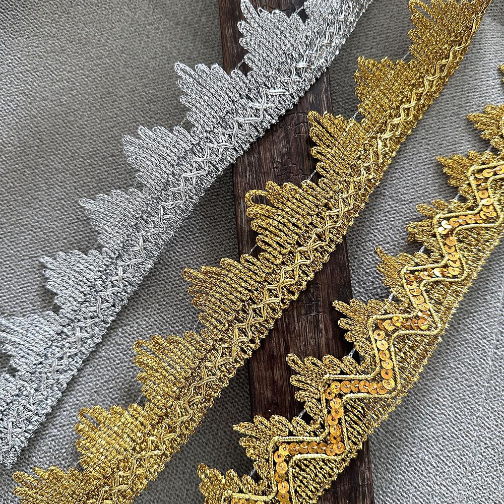 4 meters/13.12ft each pack Wavy Braided Lace Trim Ribbon Wave Golden Decorative Fabric Edge for Dress Sewing DIY Craft Wedding Garment Embellishment