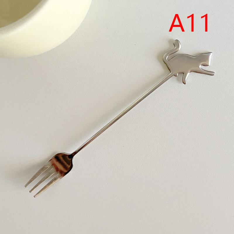 Cute Paintings Cat 304 Stainless Steel Spoon Hollow For Coffee Tea Dessert Spoon Kitchen Tableware Gifts For Students Children