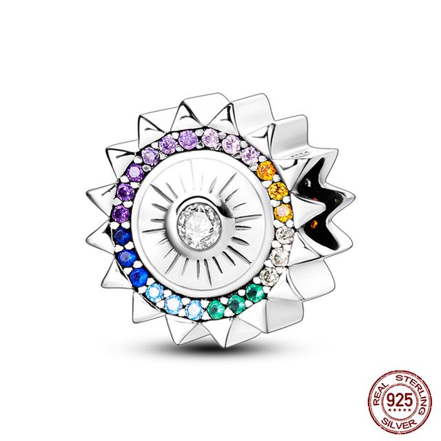 Fit Fasion 925 Bratara originala 100% argint 925 stralucitor colorat zircon Breloc inima margele cadou rafinat bijuterii DIY