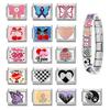 Pink Purple Butterfly Cherry Heart Tai Chi Bow Knot Italian Charm Link Fit 9MM Bracelet Stainless Steel Women Men DIY Making
