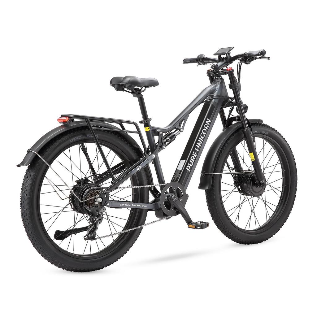 PURE UNICORN U7 Electric Bicycle With TowSeat 27.5 × 3.0 INCH Fat Tires 1000W Dual Motor 48V19.2Ah Electric Bike All Terrain Riding Electric Bicycle