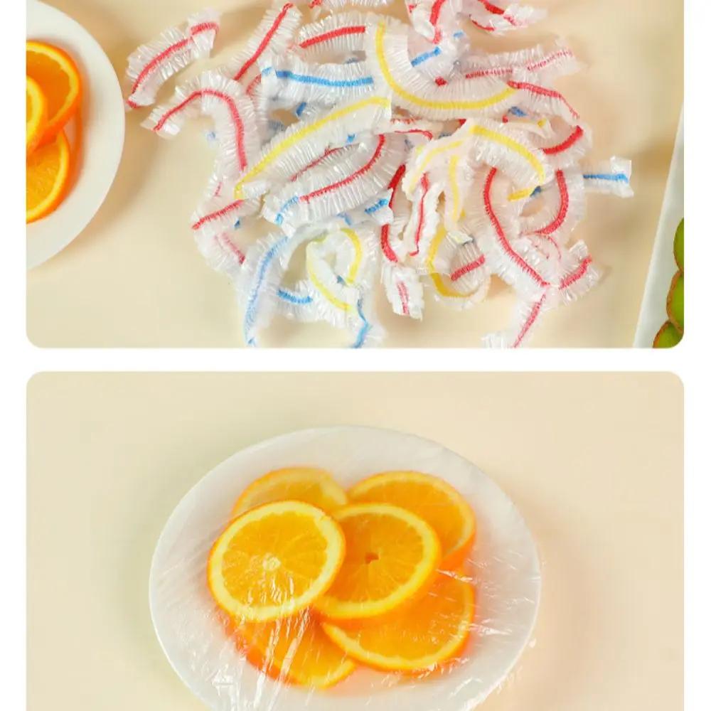 100pcs Elastic Food Lids White plastic wrap Elastic Mouth Fresh-Keeping Plastic Bags Disposable Food Cover For Fruit Vegetable