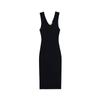 Elegant lady spring and summer black v-neck sleeveless A-word pullover medium and long knitted dress