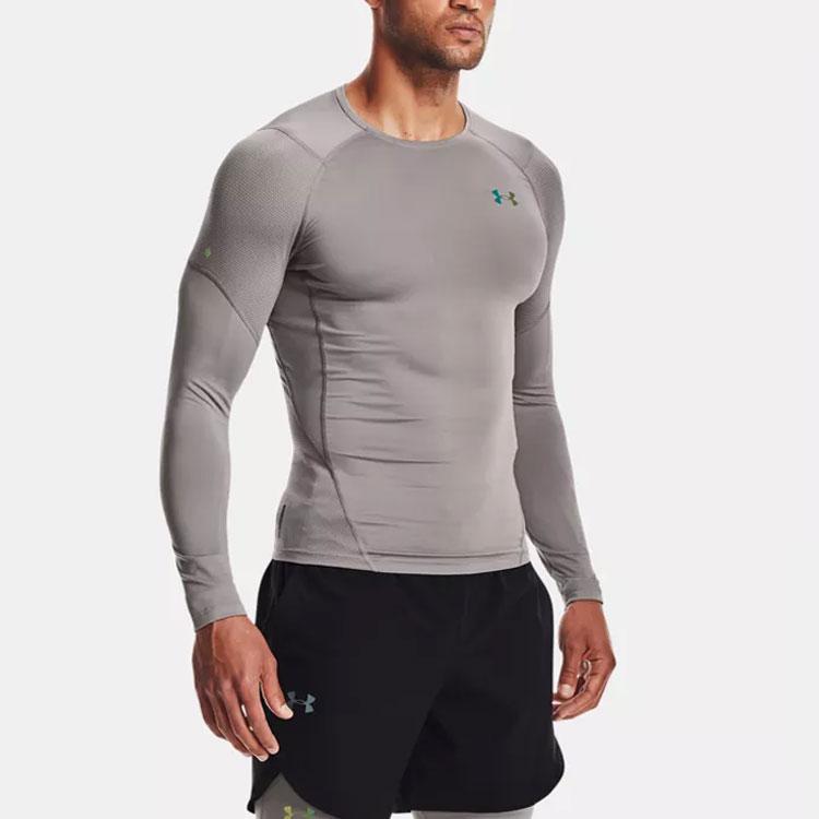 Under Armour Strong Stretch Training Long Sleeve Compression Shirt Men tops Gray 1358233-066