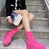 Mode 6CM Mode Damen Plateau Mid Stiefel Herbst und Winter Hochsohle Atmungsaktiv Zum Hineinschlüpfen Gestrickt Elastisch Hochhackige Stiefel für Damen