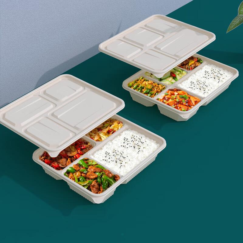 Eco-Friendly 4-Compartment Corn Starch Takeout Container