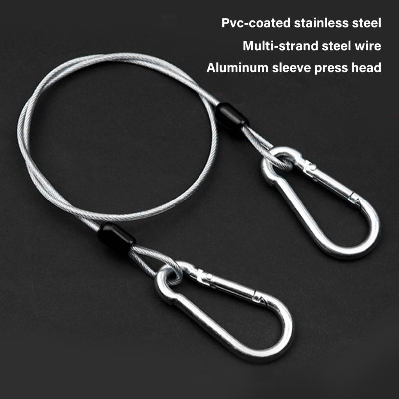 4Pieces Stainless Steel Locking Cables with Double Hook Design Wire Rope for Outdoor Furniture Bikes Motorcycles Garden