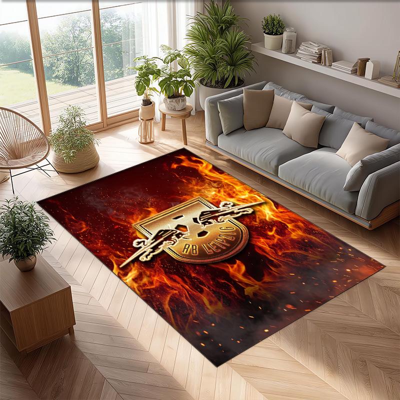RB Leipzig Football Print Crystal Velvet Rug, Comfortable Water Absorbent Non Slip Indoor Floor Carpet