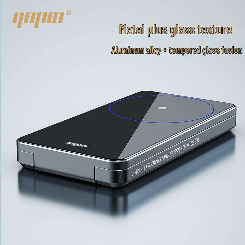 3-in-1 Faltbarer MagSafe Kabelloser Ladeständer für iPhone, Watch und Ohrhörer