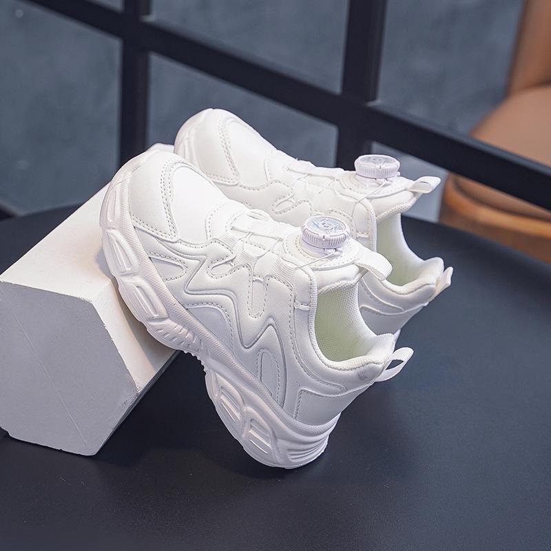 Xiaomei & Xiaobao PU Leather Mesh White Running Shoes for Boys & Girls