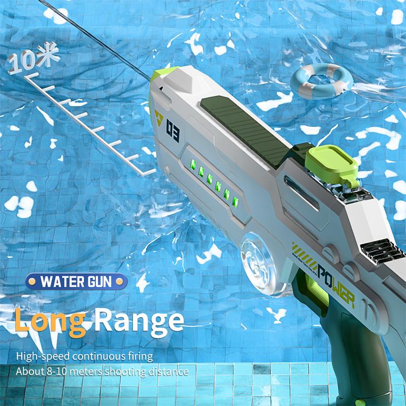 Children Long Range Shooting Water Gun Automatic Water Absorption Water Guns With Light Summer Outdoor Beach Pool Toys For Kids
