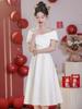 One-word Shoulder Dress, Small Evening Dress, First Love, Small White Dress, French Socialite Registration, Small People Can Usually Wear