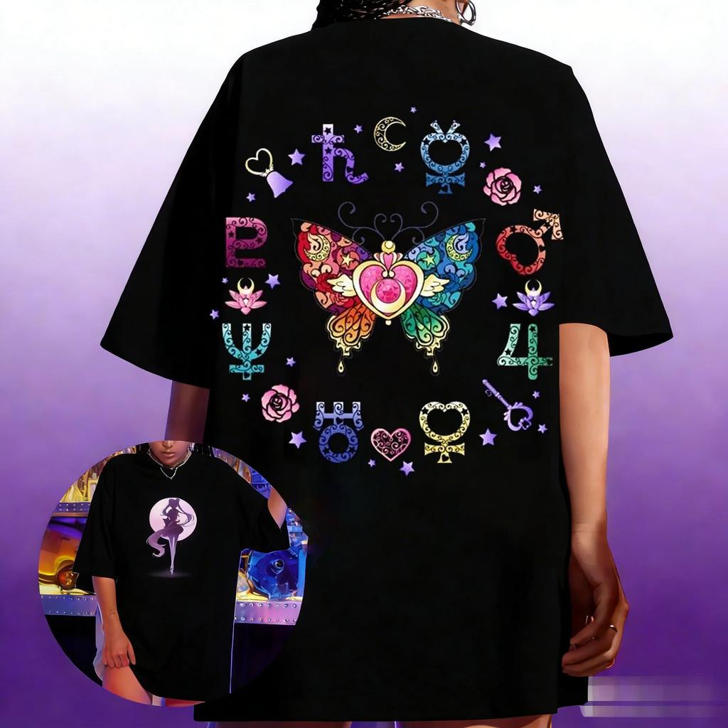 Anime Sailor Moon Womens Harajuku Summer Tshirt 2026 New Oversized Retro Streetwear Casual Loose Unisex Short Sleeve Unisex Tops