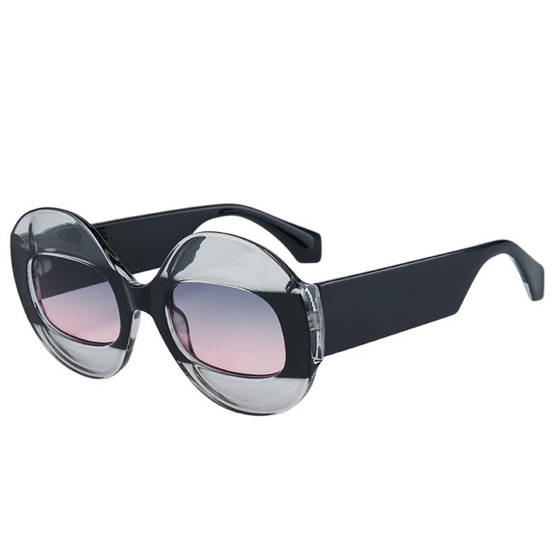 New sunglasses European and American round frame contrasting color hip-hop glasses men's and women's personalized anti-ultraviolet sunglasses
