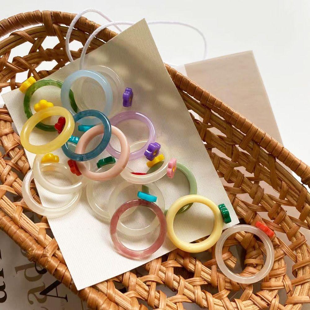 Transparent Cute Korean Girls Women Fashion Jewelry Acrylic Rings Resin Finger Rings