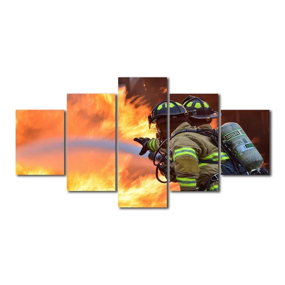 

No Framed Painting Canvas 5 Pcs Fire and Safety Poster HD Prints Modular Wall Artwork Pictures for Living Room Home Decoration 20x35 20x45 20x55cm
