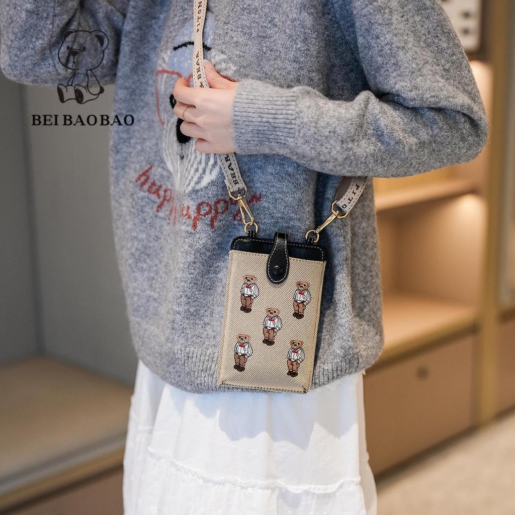 Damen Retro Farbblock Cartoon Umhängetasche für Lässige Mode, Passend für Handy