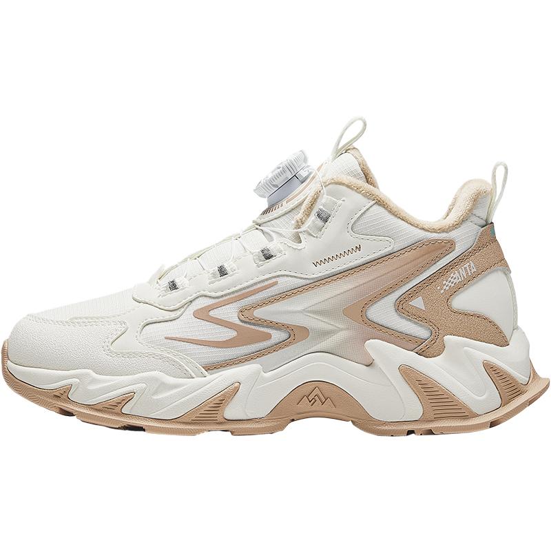 Anta Kids Mountain River Synthetic Leather Mesh Warm Lightweight Shock Absorbing Mid-Top Casual Shoes Kids Casual Shoes White Light-Brown A22446933-2