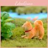 Cute Resin Akita Dog Figurine For Creative Bonsai Decoration Yellow Dog