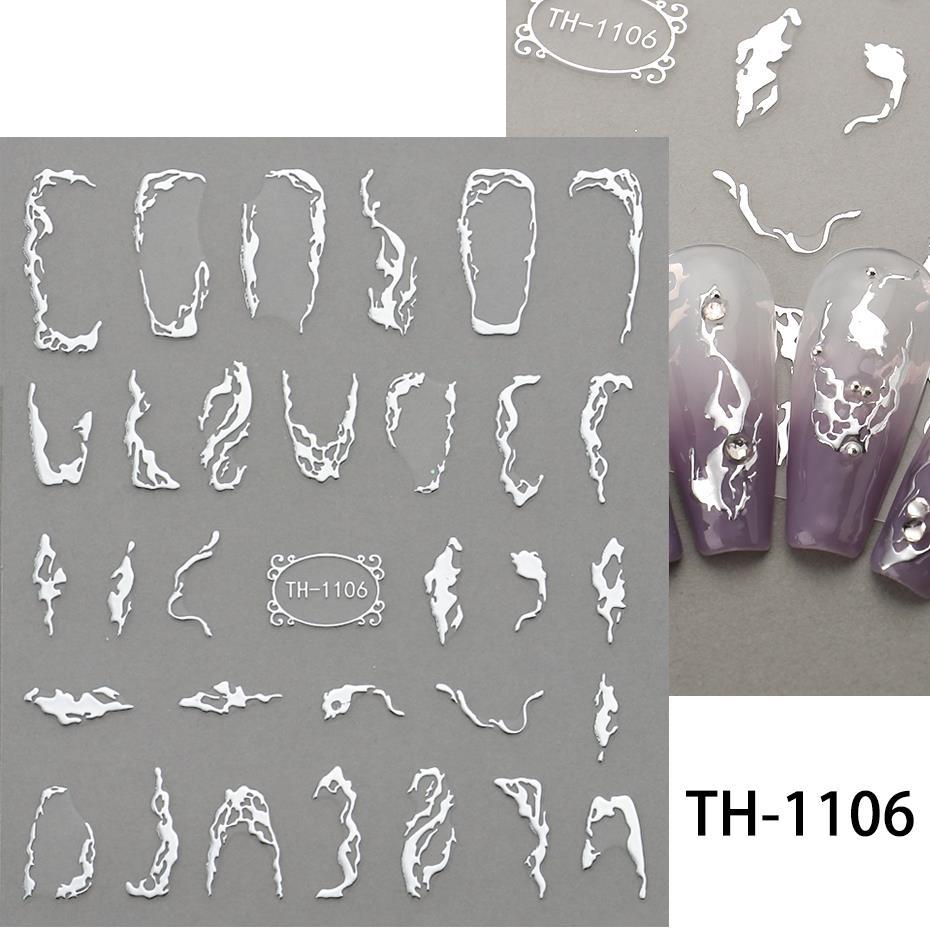 1PCS Black White Butterfly Laser Nail Stickers Nail Art Decoration Abstract Lines Bronzing Flowers Stickers For Nails
