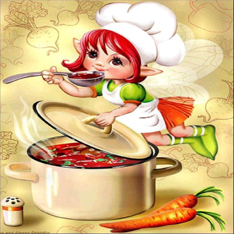 Full 30X30CM 5D Diy Diamond Painting Cooking Elf Mosaic Embroidery Cross Stitch Home Decor Handmade