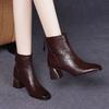 Fashion Leather Booties Square Toe Heeled Fashion 2025 Ankle Boots for Women Large Size Warm Goth Pu Chic and Elegant Woman Short Shoes