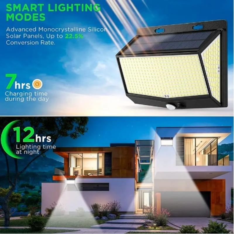 5000LM 468 LEDs Outdoor Solar Lights Waterproof Motion Sensor Human Induction Solar Spotlight Wall Lamp for Yard Garden 3 Modes