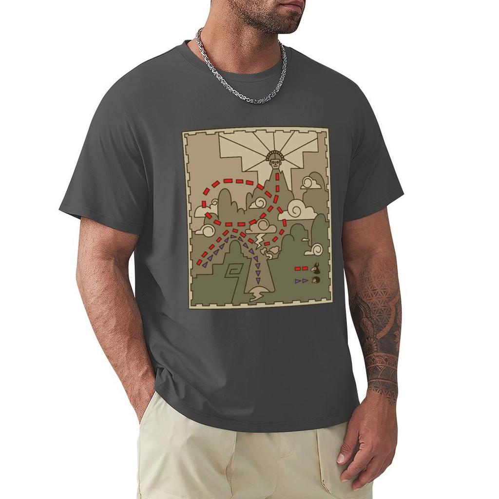 Kuzco Map T-Shirt Oversized Tees Vintage T Shirts Aesthetic Clothing Shirts Men Graphic