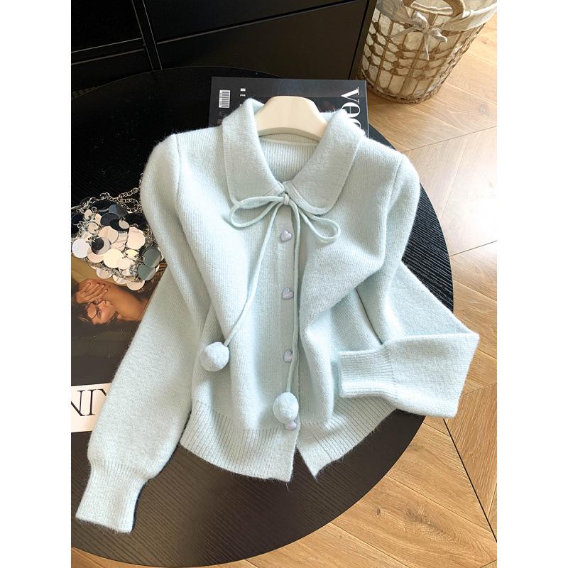 Chic Women's Winter Knit Cardigan with Pom-poms - Stylish and Versatile Design