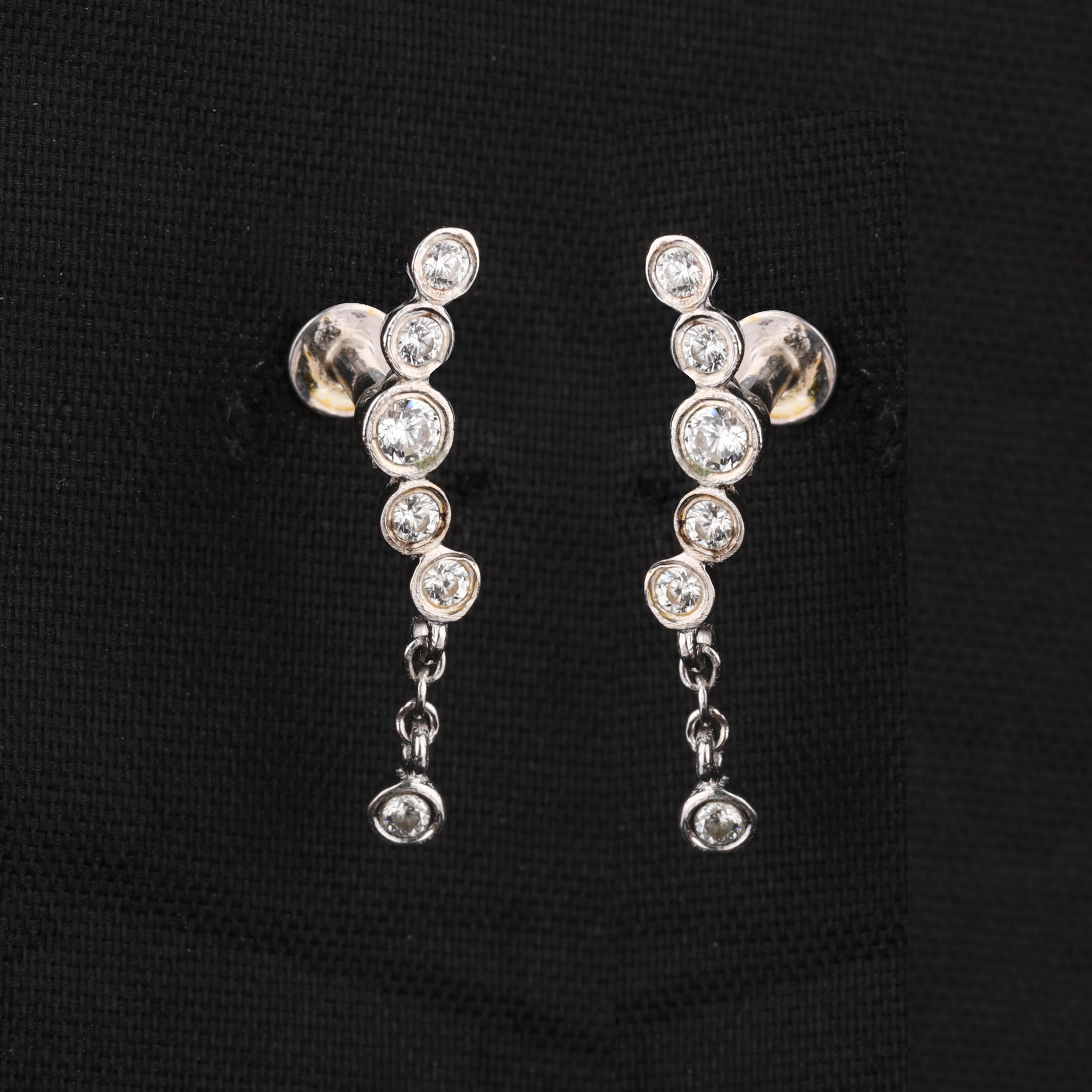 

White Cubic Zirconia Earrings 925 Sterling Silver Rhodium Fine Jewelry Gift for Her