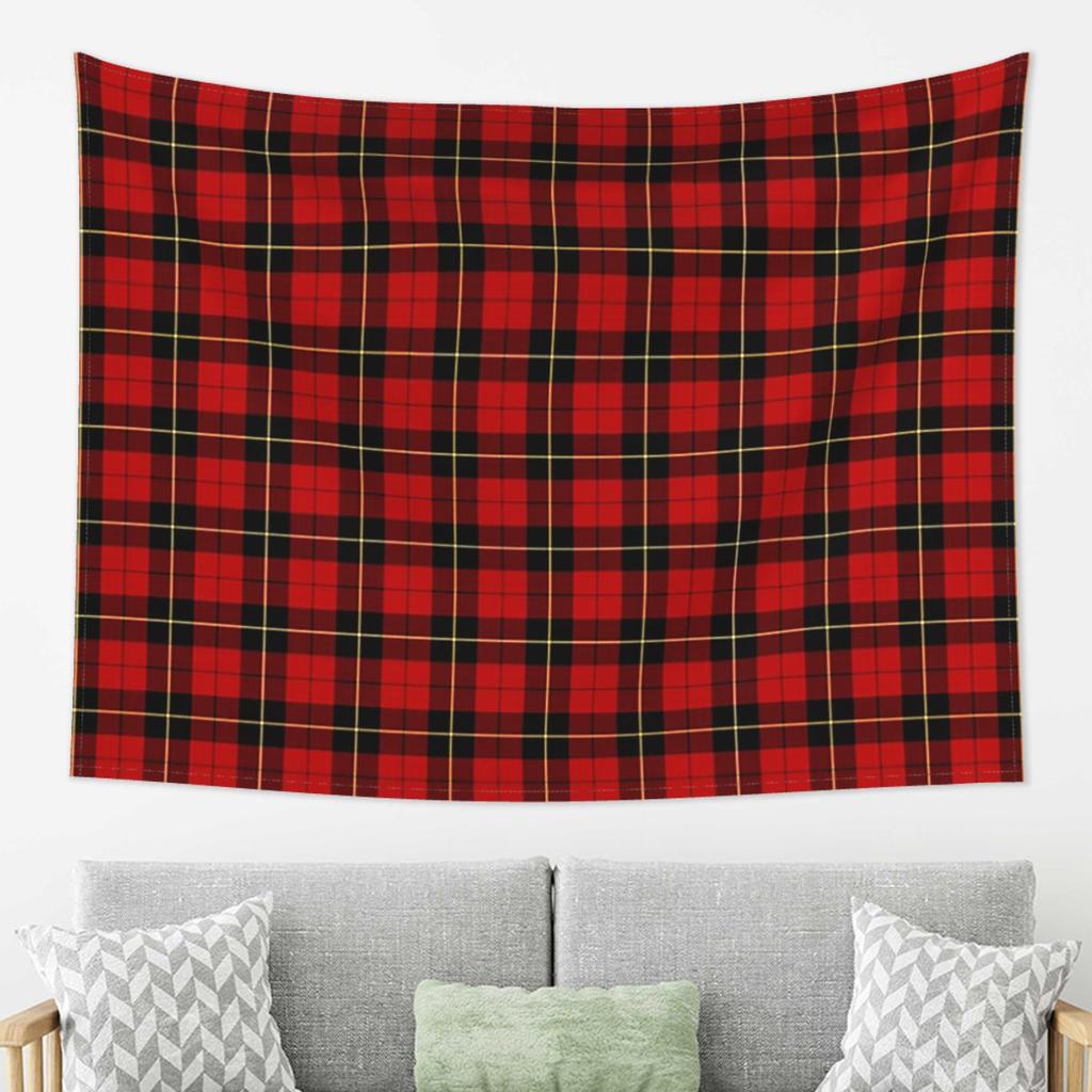 Clan Wallace Tartan Klassisch Rot-Schwarz Kariert Wandteppich Dekor Kunst Ästhetische Wandteppiche für Schlafzimmer Zuhause Wandtuch Wandbehang