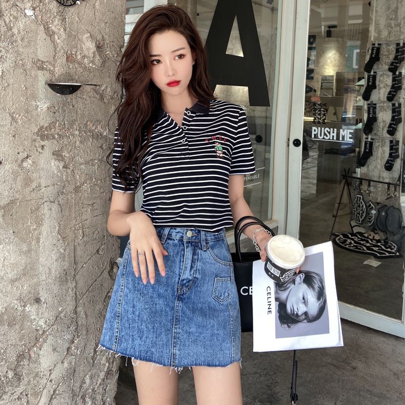 

Весна Лето Отложные воротники Студенческая Спортивная Розовая Футболка с коротким рукавом Royal Blue S