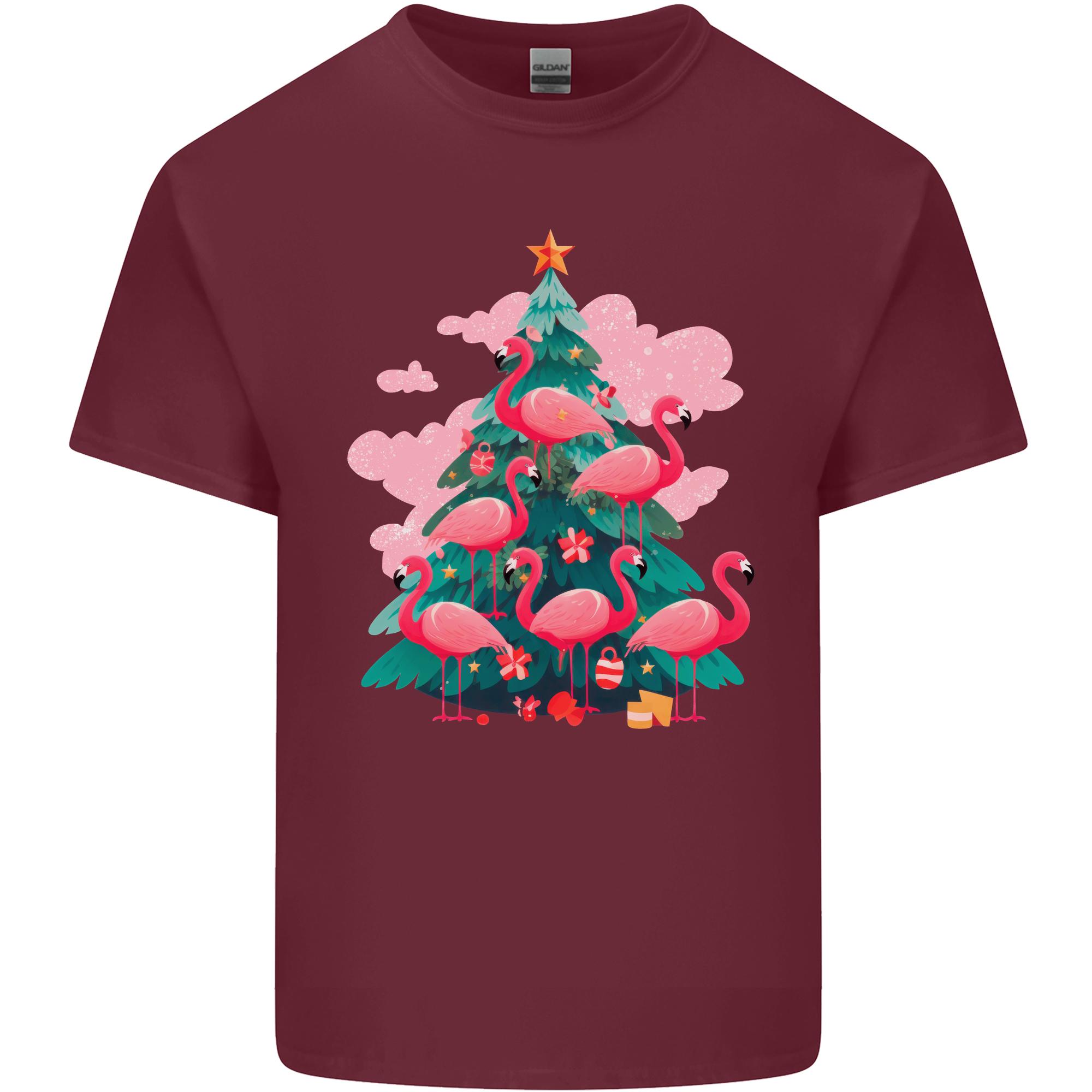 Flamingo Christmas Tree Xmas Unisexs Light Cotton TShirt S