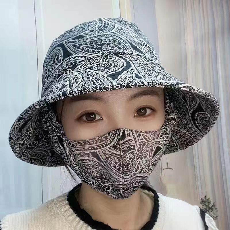 Full face sun protection,large brim, shawl, sun hat, women's neck protection, integrated anti-ultraviolet face protection,fisherman's exposed ponytail