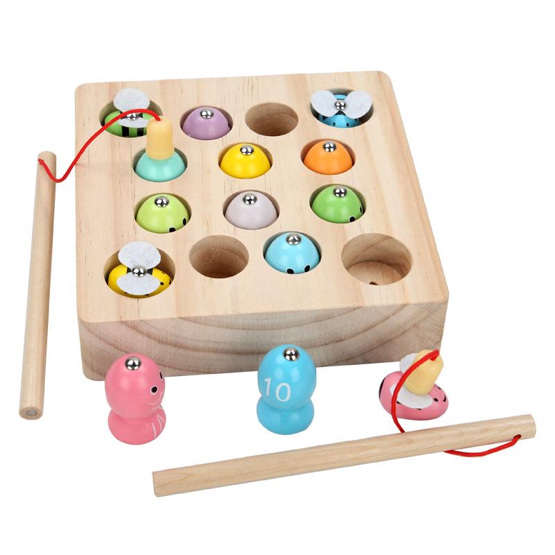 Wooden Children's Educational Magnetic Bee Fishing Game