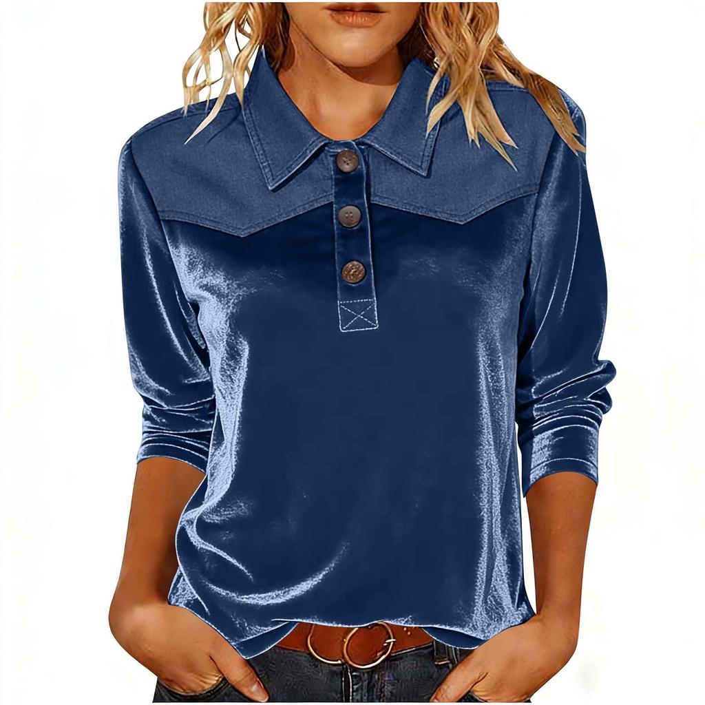 Damen Farbblock Casual Mode Pullover Langarm Top