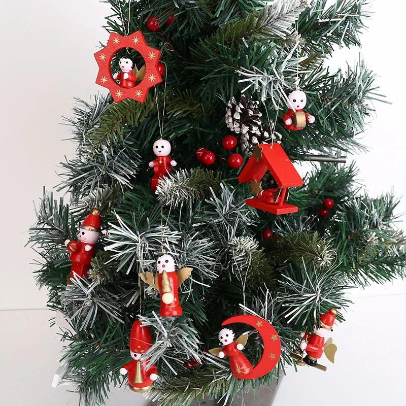 Creative Christmas Tree Decoration Wooden Small Pendant Small Ornaments Boxed Window Props Ornaments Christmas Decorations