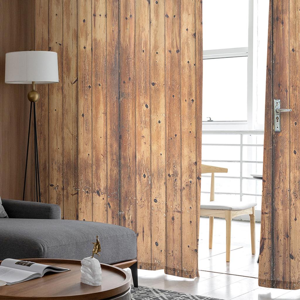 Vintage Bauernhaus Holztür Transparente Vorhänge Modernes Gazevorhang für Wohnzimmer Schlafzimmer Voile Garn Vorhänge