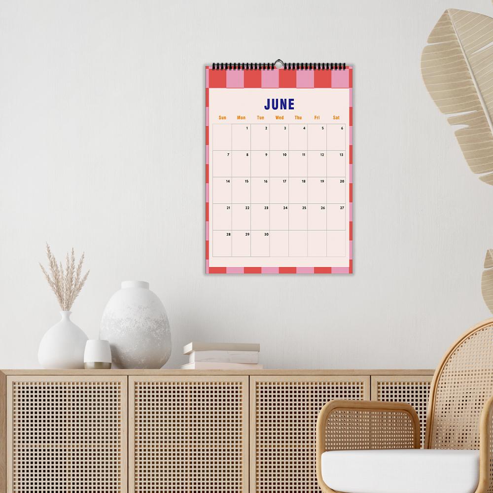 1pc 2026 Wall Calendar, Pink Abstract Geometric Design, 12 Months Monthly Planner, Perfect Gift for Birthdays,Christmas,New Year