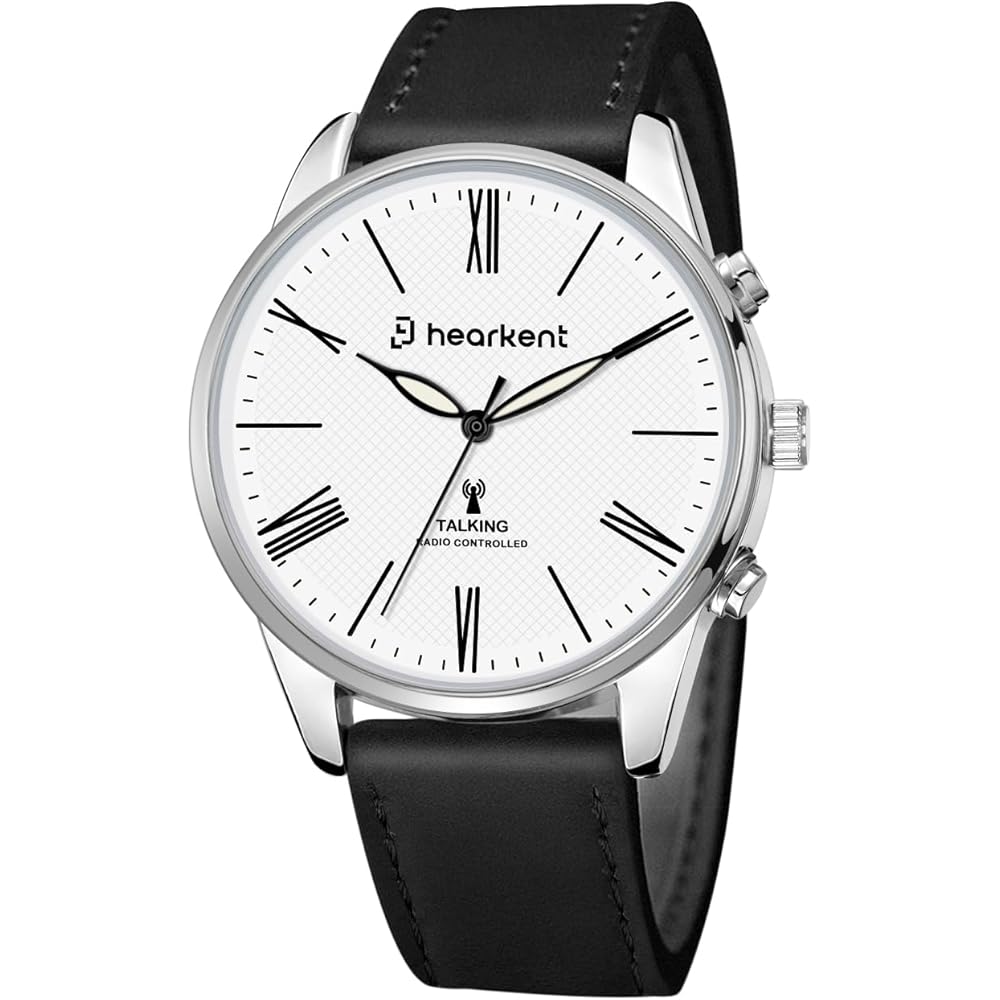 Hearkent Men s Large Analog Talking Watch Black Simple Design for Seniors Easy to Read Japanese Voice Radio Control Time Display