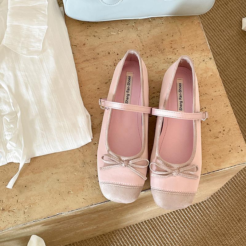 Pantofi de balet noi de primăvară cu fundă-fluture pentru femei, pantofi de modă pentru exterior, pantofi de rochie pentru femei, pantofi plați cu talpă moale în stil stradal