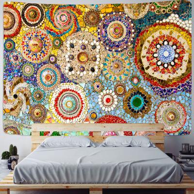 Indická bohémská tapiserie nástěnná mandala látková tapiserie 3D jadeitová boho domácí dekorace pozadí do obývacího pokoje nástěnná látka deka