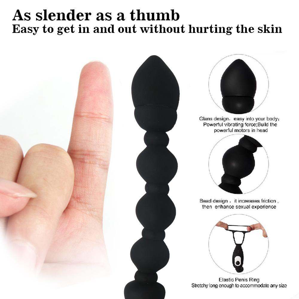 Male Anal Plug Pulling Beads Vibrator Posterior Stimulation Massager Strong Shock Masturbator Adult Products