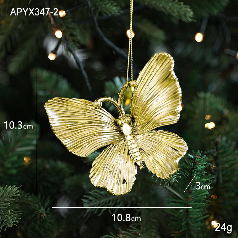 Christmas Golden Pendants Creative Exquisite Decorative Snowflake Butterfly Elk Hanging Ornaments