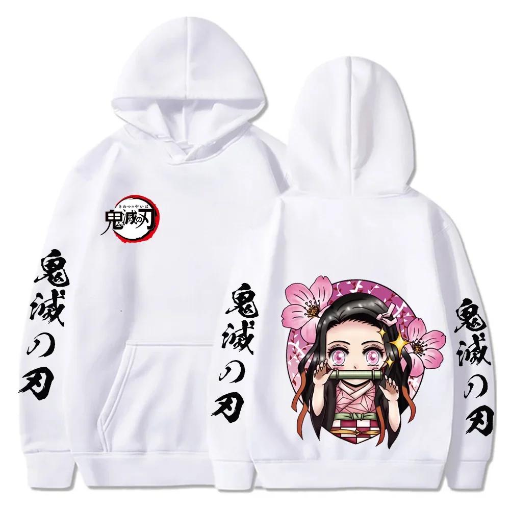 Japanischer Anime Demon Slayer Übergröße Hoodie Damen Sweatshirts Kamado Nezuko Print Kapuzenpullover Harajuku Mädchen und Junge Casual Pullover