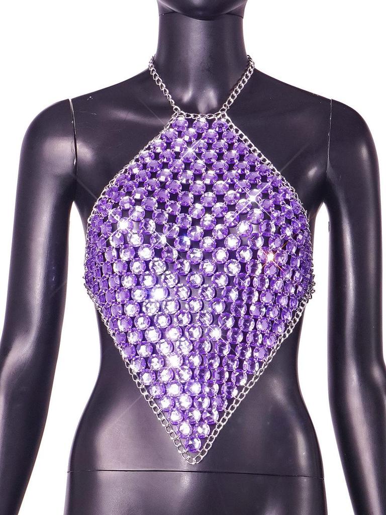 2025 Summer Gem Chain Halter Tube Top